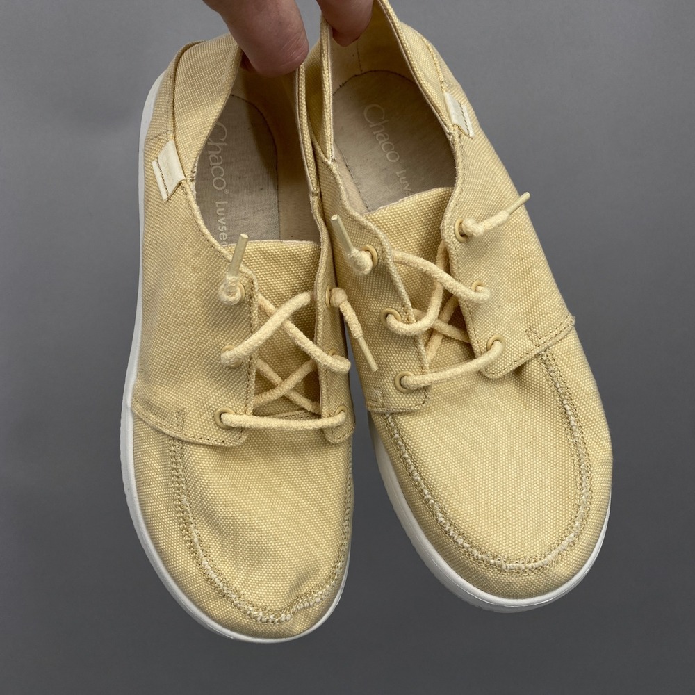 Chaco Paonia Slip On Shoes Womens 8 Yellow Canvas Luvseat‎ Footbed JCH109152